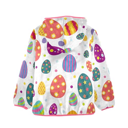 OTVEE Happy Easter Colorful Eggs Kids Hooded Jacket Fall Spring Full Zip Warm Outwear Coat2