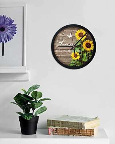Round-Wall-Clocks-Battery-Operated-Rustic-Wood-Plank-Blooming-Sunflower-Primitive-Country-Silent-Non-Ticking-Wall-Clock-Wall-Clock-for-Living-RoomBedroomKitchenOfficeDecor-10inch Round Wall Clocks Battery Operated Rustic Wood Plank Blooming Sunflower Primitive Country Silent Non Ticking Wall Clock Wall Clock for Living RoomBedroomKitchenOfficeDecor 10inch