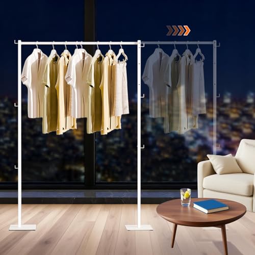 ママ倉 室内物干し 折り畳み 高さ調節可能 約W102~173×D25×H140~180cm 洗濯物干し 部屋干し ラック 布団干し 組み立て簡単 ホワイト