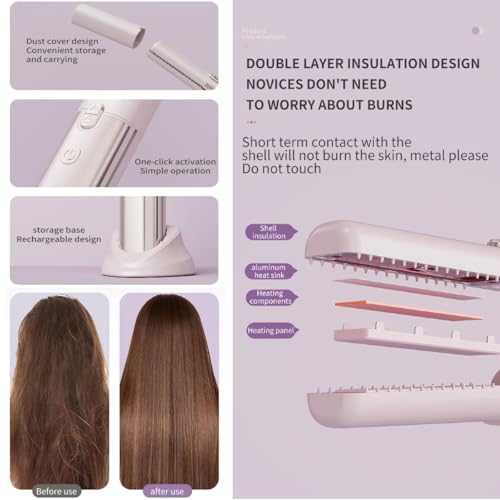 Plancha y rizadora de cabello 2 en 1 inalámbrica y portátil miniatura 4