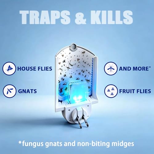 Image of Flying Insect Trap for Indoor Use (2 Starters & 6 Refill Cartridges), UV Light Bug Catcher for Fruit Flies, Gnats & Small Flying Pests, Silent, No-Zap, Mess-Free