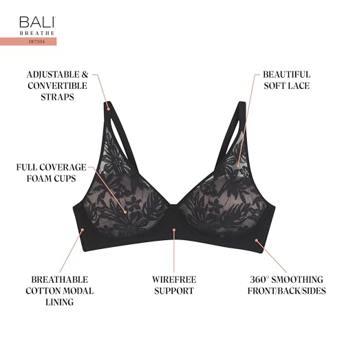 Bali Women's Breathe Modal T-Shirt Bra, Breathable Wireless Bra, Full-Coverage Convertible Bra Bali Women's Breathe Modal T-Shirt Bra, Breathable Wireless Bra, Full-Coverage Convertible Bra - Image 5