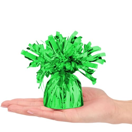 Image of Unique Industries Fringe Foil Balloon Weight, 4.5 inch x 2.25 inch, Green (Pack of 2)