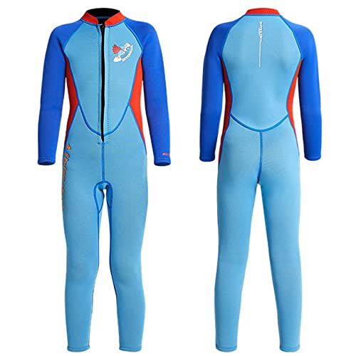 Traje De Neopreno para Niños UV 50 + Traje De Baño De Neopreno para Niñas, Protección contra Sarpullido Térmico para Niños De 2,5 Mm, Traje De Baño Grueso Y Cálido,Azul,XXL Cover
