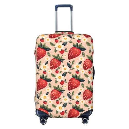 Luggage Cover Protector - Strawberry Elegant Flowers Print Suitcase Covers for Luggage Fit 25-28 Inch Suitcase
