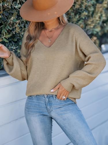 Image of CUPSHE Sweaters for Women Bow Pullover Knit Tops | Long Sleeve V Neck Pullover Sweaters, Soft and Cozy Fabrics, Relaxed Fit, Fall Clothes, Winter Clothing, Cute Fashion
