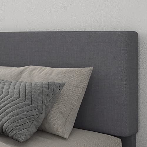 Allewie King Size Upholstered Platform Bed Frame With Adjustable Headboard, Sturdy Wood Slat Support, No Box Spring Needed, Easy Assembly, Light Grey #TOP3