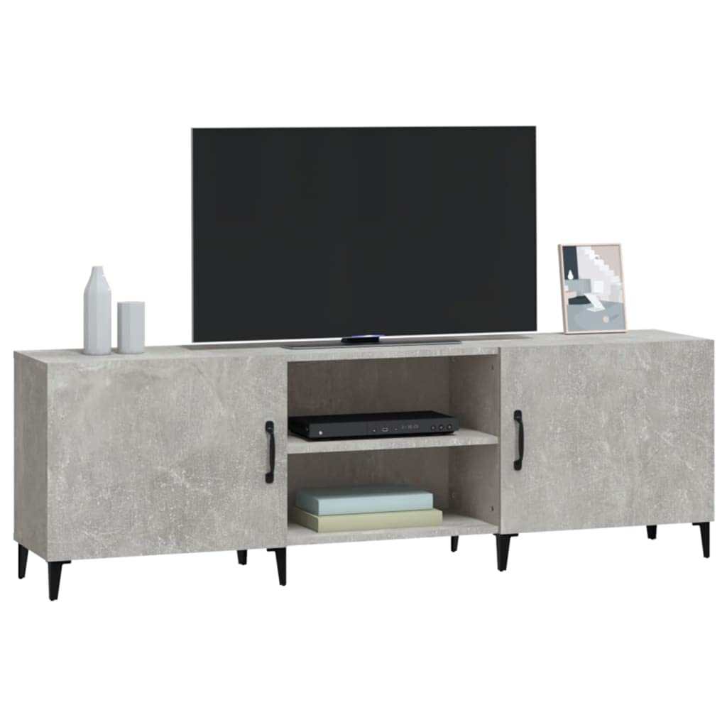 Szafka pod telewizor, szara betonowa, 150 x 30 x 50 cm, wytrzymały materiał drewnopochodny, konsola medialna z półkami, idealna do salonu, sypialni, stabilny stojak pod telewizor