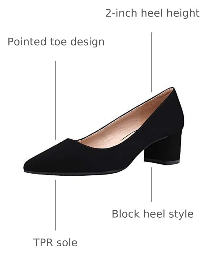 Image of DREAM PAIRS Women's Chunky Low Block Heels | 2 inch Chunky Block Heel, Closed Toe, Comfort Latex Padded Insole, Light TPR Sole, Working, Dress, Wedding Pumps Shoes