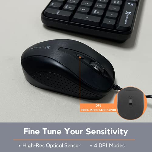 X9 Performance USB Wired Mouse for Laptop - 6 Button With Side Buttons and Up to 3200 DPI - Comfortable Soft Click Corded for Chromebook and PC/Mac - Matte Black