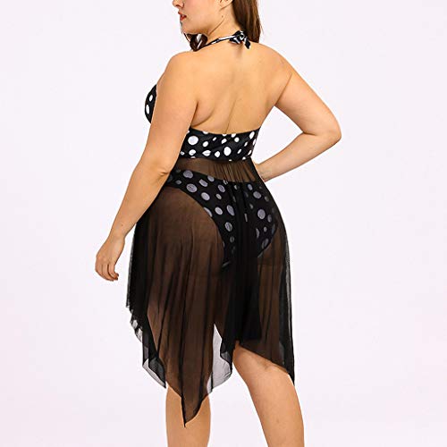 Tanquíni feminino plus size com estampa de bolinhas, conjunto de roupa de banho de malha com shorts