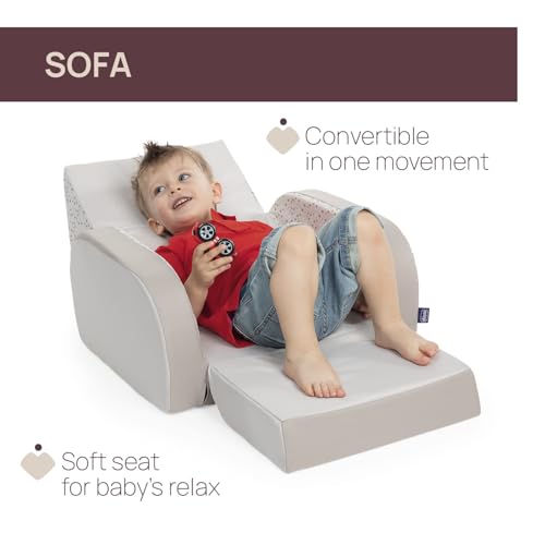 Miniatura 4 de Chicco Twist Sillón para niños Convertible en Chaise Longue y sofá, Silla para niños con 3 configuraciones, cómoda y Ligera, se transforma con un Solo Gesto - para niños de más de 12 Meses, Gris