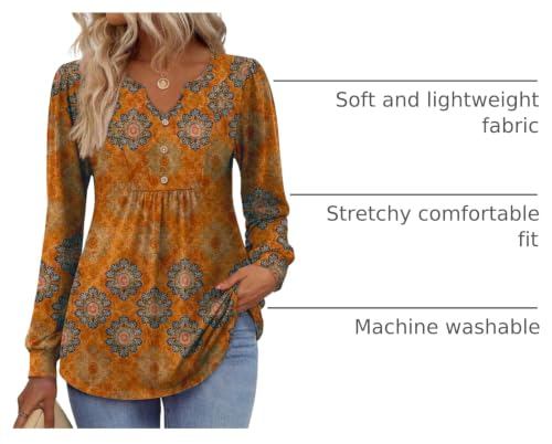 Image of Zeagoo Womens Long Sleeve Tops Fall V Neck Shirt Casual Pleated Tunic Top