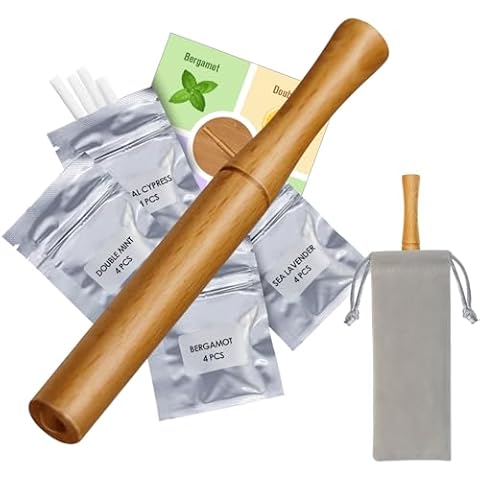 OXYGEER Smokeless Inhalers, Wooden Oral Fixation Quit Smoking Aid Vaporless Inhaler Cover
