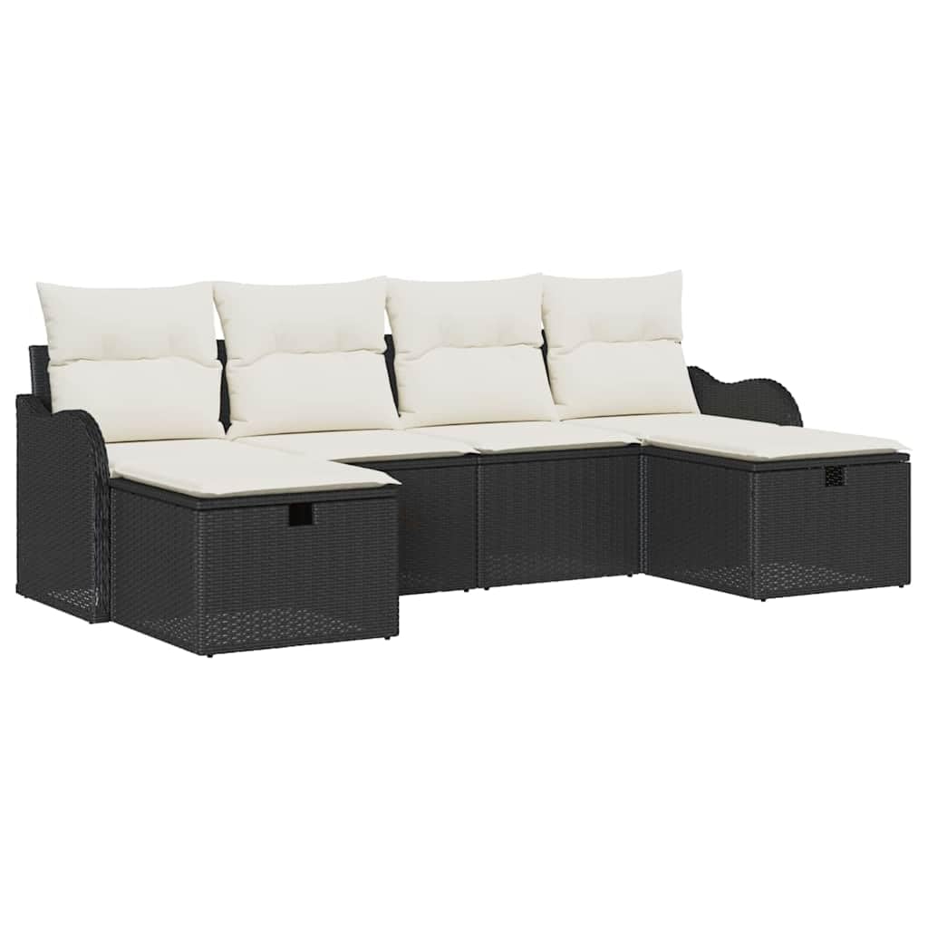 Modułowy polirattan Akacjowe drewno taras ogród 231x117x85 cm Czarny