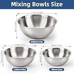3-Set Stainless Steel Mixing Bowls Set Metal Bowl Set with Measurement Marks, Dishwasher Safe & Stackable - Perfect for Baking, Salad Making, Meal Prep and Kitchen Use