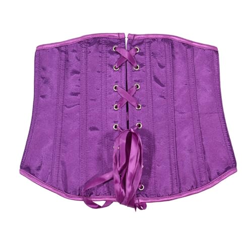 Generisch Corset Top Mujer Corsé Cintura Entrenador – Corpiño corto con 4 ganchos y cordones traseros para dar forma al disfraz de pavo real, morado, XL