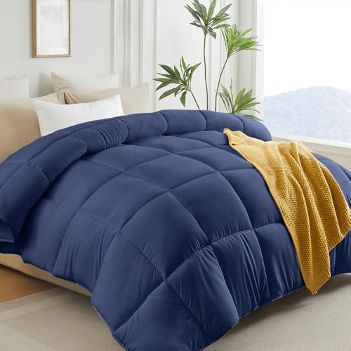 Image of L LOVSOUL Down Alternative Twin Comforter Duvet Insert,All Season Duvet Insert with Corner Tabs,Blue Comforter Twin 68x90Inches