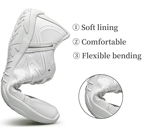 BAXINIER Girls White Cheerleading Dance Shoes Lightweight Youth Competition Cheer Sneakers Kids Training Tennis Shoes3