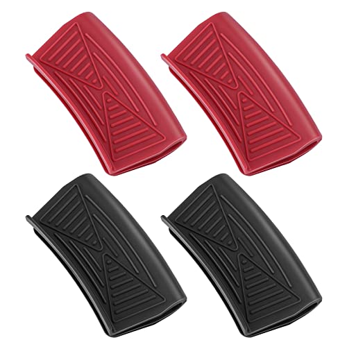 Miniatura 7 de Prasacco 2 Pares De Asas Antideslizantes, Resistentes Al Calor, Para Ollas, Sartenes De Hierro Fundido, Funda Protectora Para Cuencos De Horno, Color Negro, Rojo
