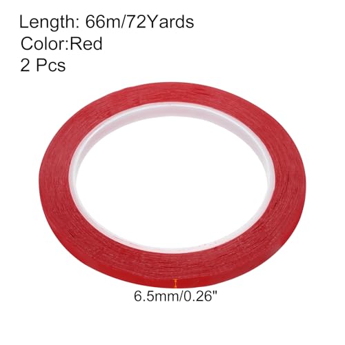 Image of uxcell 2 Rolls Red 0.26 Inch x 72 Yards Polyester Film Electrical Tape PET Tape High Temperature Heat Resistant Tape for Transformer Motor Wire 5S Positioning Logo,6.5mm x 66m