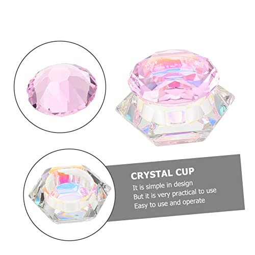 Recipiente hexagonal de cristal para arte en uñas miniatura 4