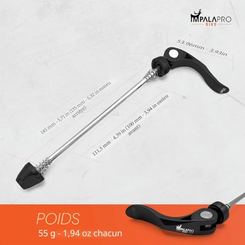 IMPALAPRO Bike Fermeture Rapide individuelle - Serrages et Blocages Rapides en aluminium - Blocage Roue Velo - Antivol Roue Velo - Axe Roue Velo - Antivol Velo Roue Arriere (axe arrière 100mm) – vue 2