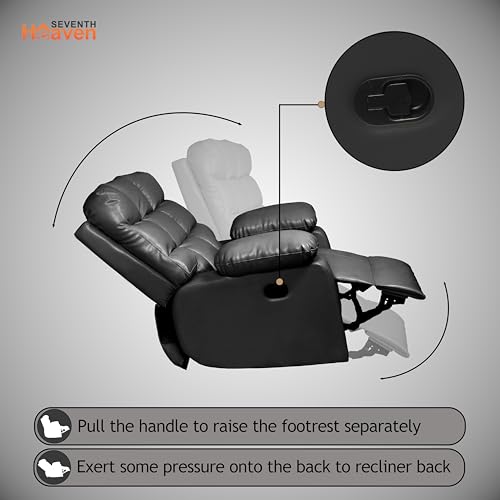 Image of Lumina 1 Seater Recliner | Single Sofa Chair for Living Room Comfort | Ergonomic Design (Leatherette - Black)