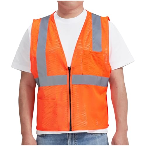 Image of AYKRM 2 Pocket Mesh High Visibility Reflective Safety Vest for men & Women ANSI /ISEA 107 Standards