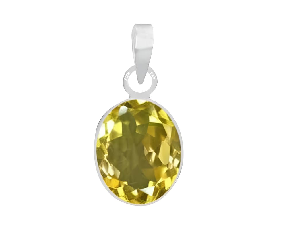 PTM Sterling Silver Citrine/Sunehla 3.25 to 10.25 Ratti or 3.00 to 9.50 Carat Natural Certified Astrological Gemstone 925 Bis Hallmark pendant for Men & Women