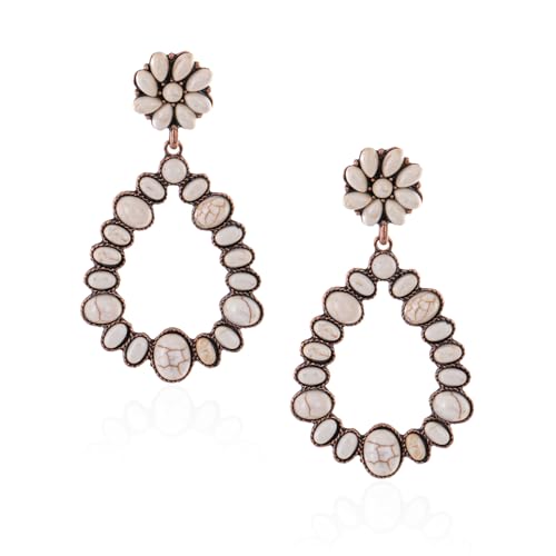 Rustic Couture's Western Turquoise Earrings for Women Statement Western Country Jewelry