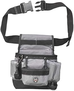 kwb Werkzeug-Gürtel aus Nylon mit Nageltasche, großen und kleinen Taschen, Hammerschlaufe und Schlaufe mit Karabinerhaken