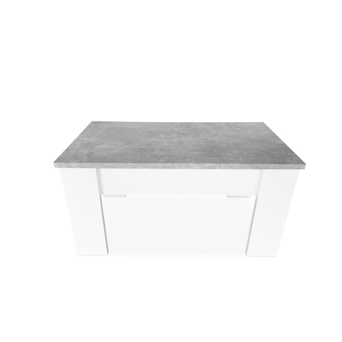 Dreaming Online sollevabile tavolino da Salotto o Sala da Pranzo, Finitura in Colore Bianco con Coperchio Grigio, Misure: 90 cm (Larghezza) x 50 cm x 46-57 cm (Altezza), Legno, 90 x 50 x 46/57 cm