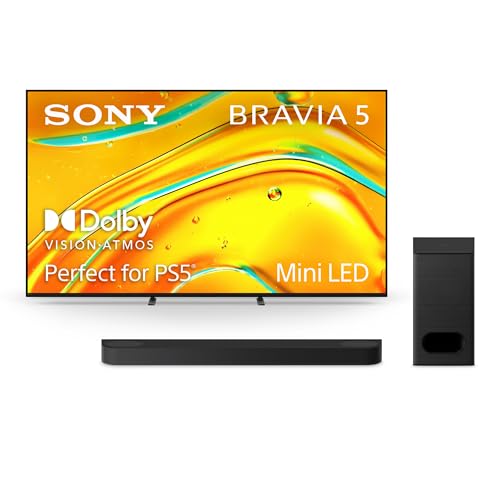 Image of Sony BRAVIA 5 75-Inch 4K Mini LED Smart TV (K-75XR50, 2025) & BRAVIA Theater Bar 6 3.1.2ch Soundbar with Wireless Subwoofer Bundle
