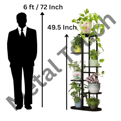 Image of MetalTouch Multi-Tiered Metal Flower Pot Stand - Indoor 6 Layer Tier Iron Plant Pot Display Rack Plant Pot Holder Tall Plant Flower Shelf for Living Room Balcony Living room & Court Garden (Gold)