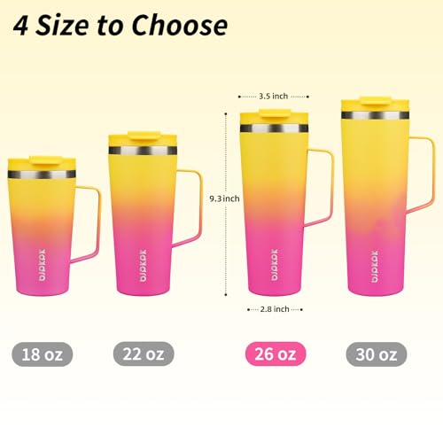 Image of BJPKPK 26oz Insulated Tumbler with Handle, Lid & Straw, Stainless Steel