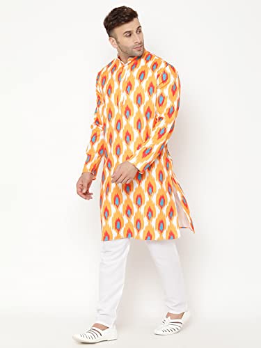 Image of hangup men's kurta pyjama set, Color Orange, Size 38 (K122KurtaSet)