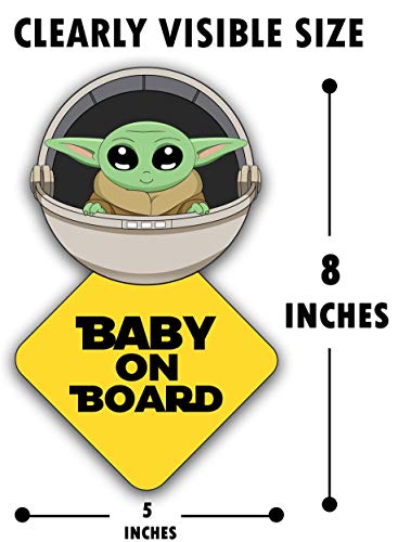Image of Super Cute Baby Yoda on Board - Clear Visible Baby on Board Sign (Parent) (Two Pack)