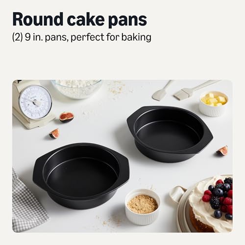 Amazon Basics Nonstick Carbon Steel Round Cake Pans, Dishwasher and Oven-Safe up to 428°F, 9 in., Set of 2 - image 2