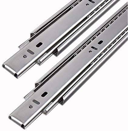 Telescopic Channel Drawer Slides with 5 Ball Bearing Weight Capcity 30 Kg (A Pack of 4 Pieces & 2 Pair) Size 10 Inch 500MM (Colour Silver)