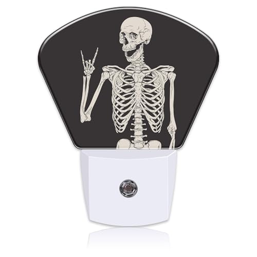 Image of Rock Skeleton Night Light for Kids Girls Boys, Funny Skeleton LED Night Light Plug into Wall with Dusk to Dawn Sensor for Room, Hallway, Kitchen, Bathroom, Stairs Decor