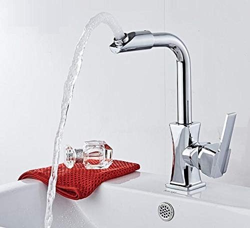 Mitigeur d'eau chaude et froide avec bec rotatif en laiton pour lavabo moderne