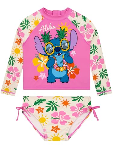 Maillot de bain Stitch fille deux pièces Disney avec haut à manches longues