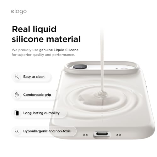 Image of elago for iPhone Air Case, Premium Magnetic Silicone Case, Compatible with MagSafe, Liquid Silicone Material, Protective Cover, Shockproof, Slim Phone, 6.5 inch (Stone)