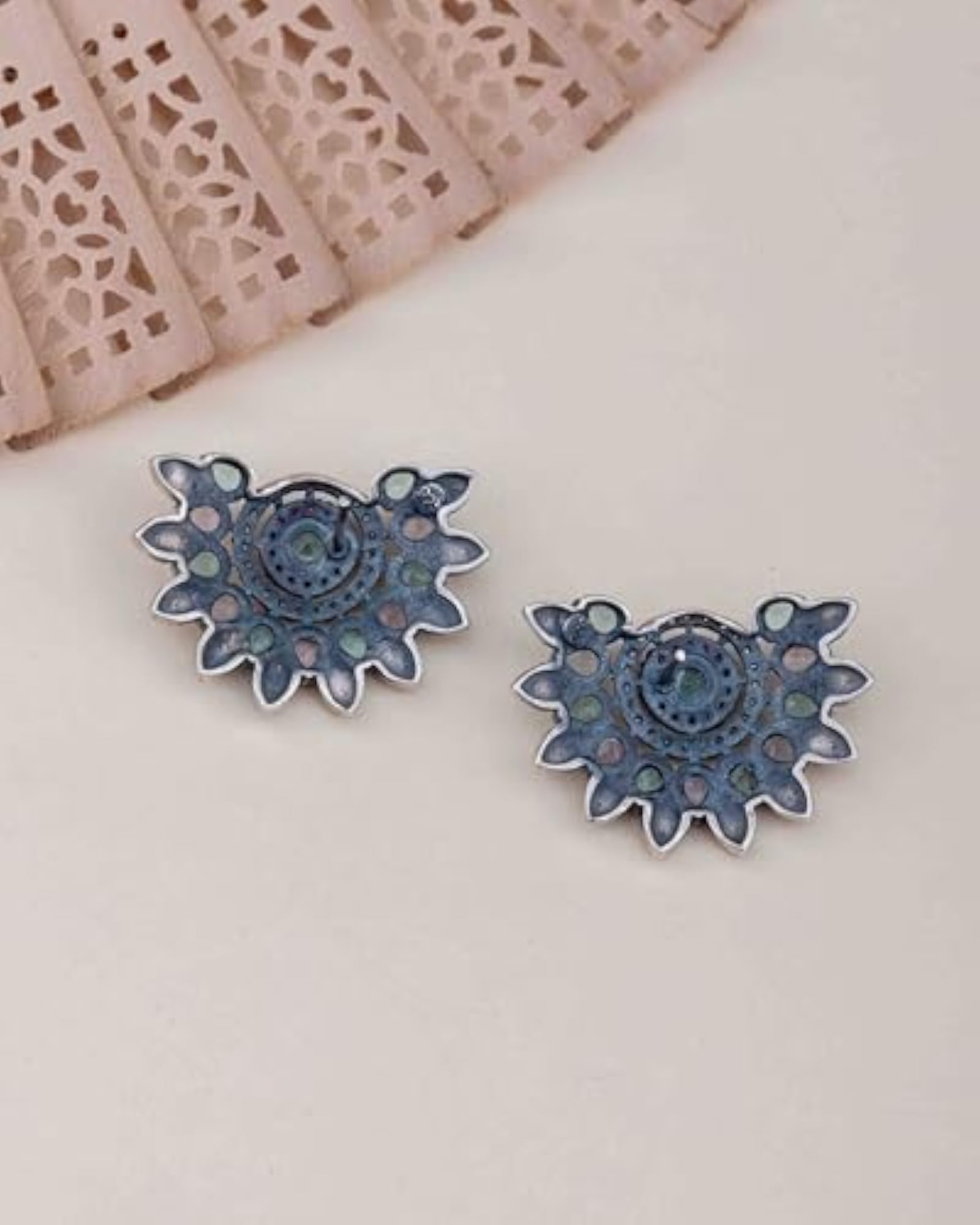 Women's 925 Sterling Silver Drop Stud Earrings, Mizoya Petal Design