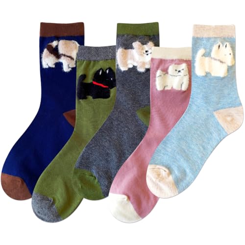 Image of IIG 5 Pairs Womens Novelty Cute Crew Socks Colorful Funny Ankle Socks Gifts for Womens Socks