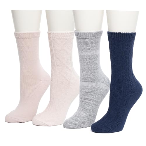 Image of Cuddl Duds Women Super Soft Multicolor Easy Care Crew Boot Socks 4 Pair