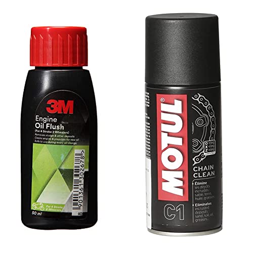 Image of 3M 2wh Engine Oil Flush (50 ml) + Motul C1 Chain Clean for All Bikes (150 ml)