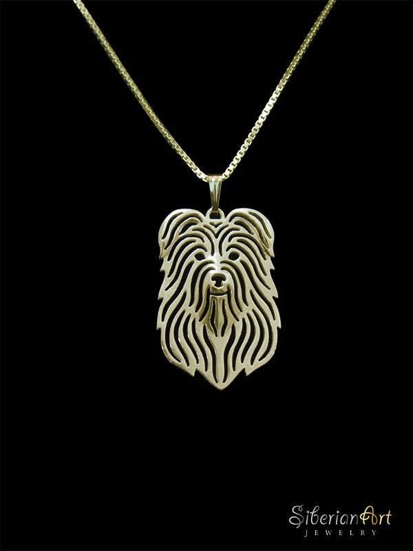 14K Yellow Gold Pyrenean Shepherd Pendant Necklace Gift For Dog Lovers Dog Necklace Pet Jewelry Dog Memorial Dog Keepsake Rare Dog Loss Show Dog Pet Personalized Animal Jewelry Unique Birthday Gift
