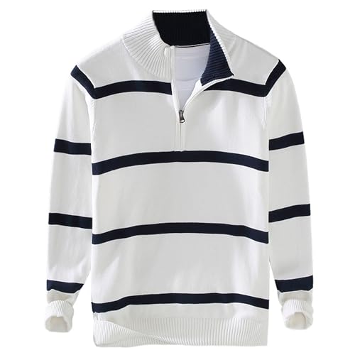 JEShifangjiusu Men'S Quarter Zip Up Sweaters Casual Knitted Mock Neck Polo Sweater Slim Fit Long Sleeve Pullover Sweatshirts